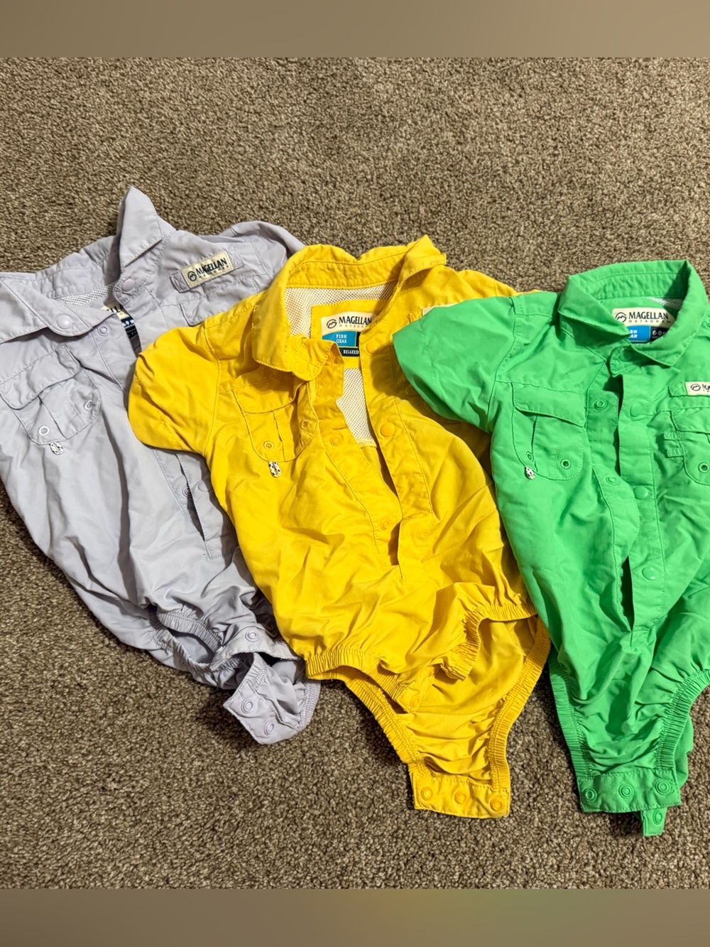 3 Magellan 6-9 month body suits for boys